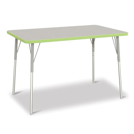 Jonti-Craft Berries Rectangle Activity Table, 30 in. x 48 in., A-height, Freckled Gray/Key Lime/Gray 6473JCA130